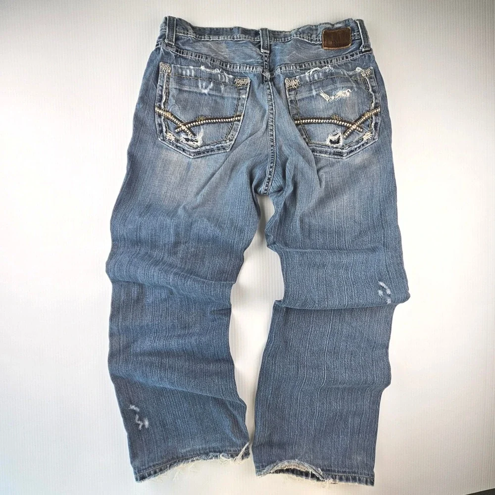 BKE Tyler Mens 33x32 Distressed Thrashed Jeans Baggy Y2K Grunge Skater Denim